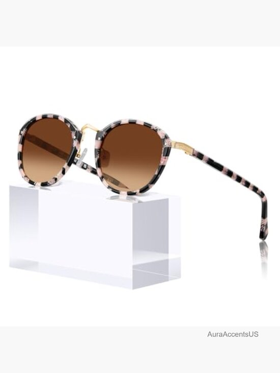 Retro Round Acetate Sunglasses Polarized UV400 Protection main image 7